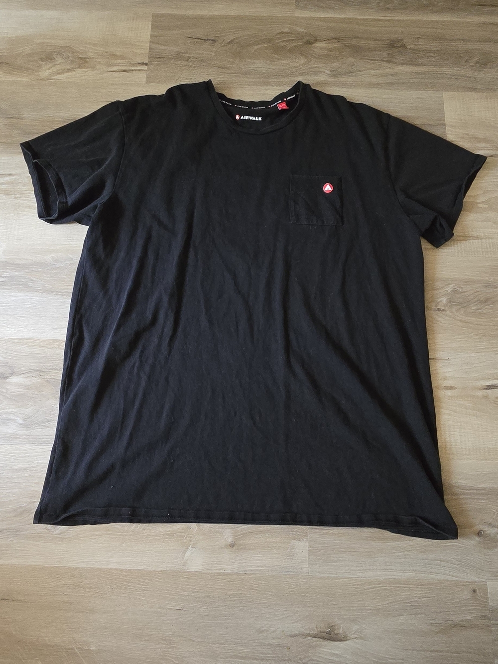 Airwalk Black Short Sleeve Pocket Tee with Red Logo Patch